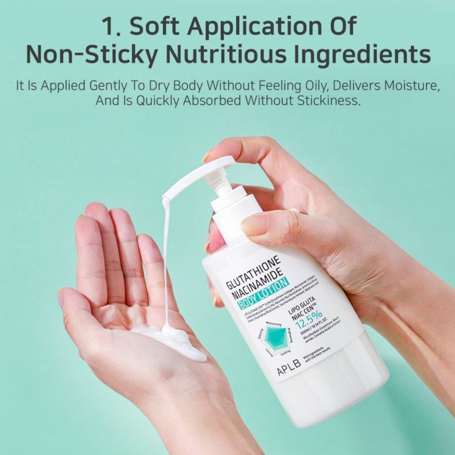 APLB Glutathione Niacinamide Body Lotion, loțiune de corp iluminatoare care hidratează și uniformizează tonul pielii
