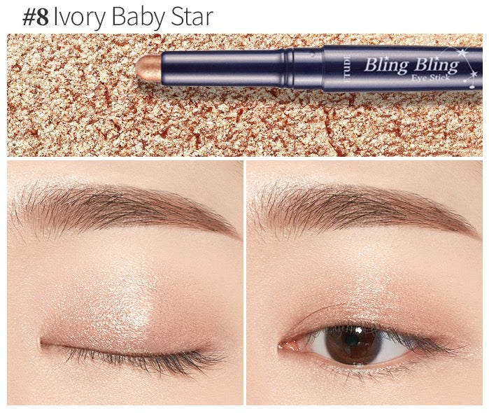 ETUDE Bling Bling Eye Stick 08 Ivory Baby Star, fard de pleoape cremos în nuanță ivoire strălucitoare care iluminează privirea