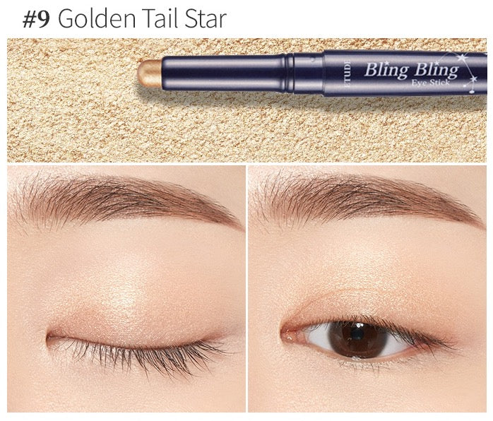 ETUDE Bling Bling Eye Stick 09 Golden Tail Star, fard de pleoape cremos auriu strălucitor care adaugă luminozitate privirii