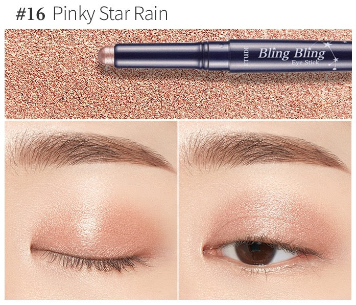 ETUDE Bling Bling Eye Stick 16 Pinky Star Rain, fard de pleoape cremos roz sidefat care oferă privirii un plus de strălucire și luminozitate