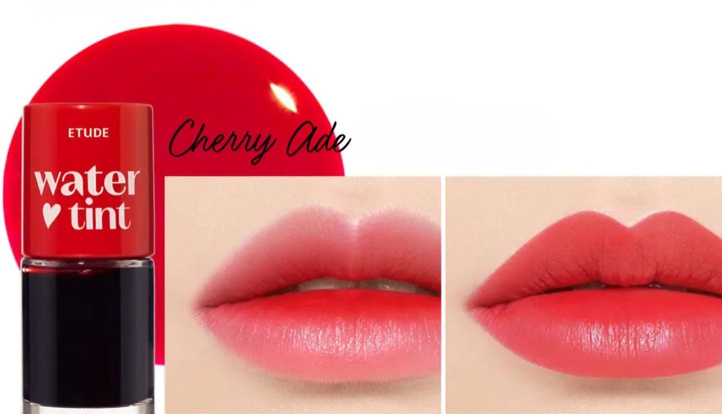 ETUDE Dear Darling Water Tint 02 Cherry Ade, tint de buze roșu cireș care oferă culoare intensă și prospețime de lungă durată