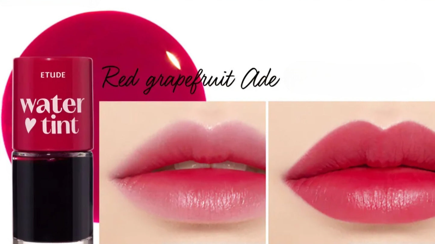 ETUDE Dear Darling Water Tint 04 Red Grapefruit Ade, tint de buze roșu grapefruit care oferă culoare fructată și prospețime de lungă durată