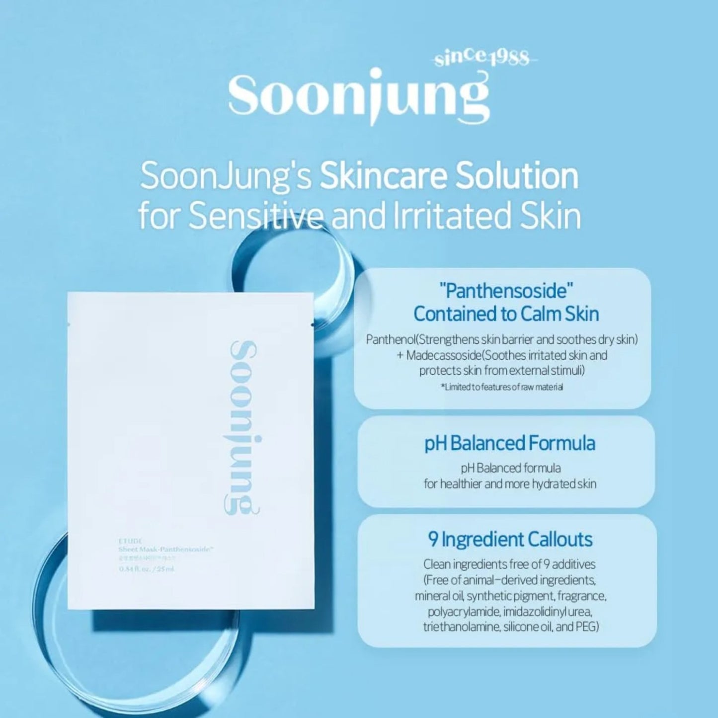 ETUDE Soon Jung Panthensoside Sheet Mask, mască de față calmantă care hidratează și protejează bariera pielii