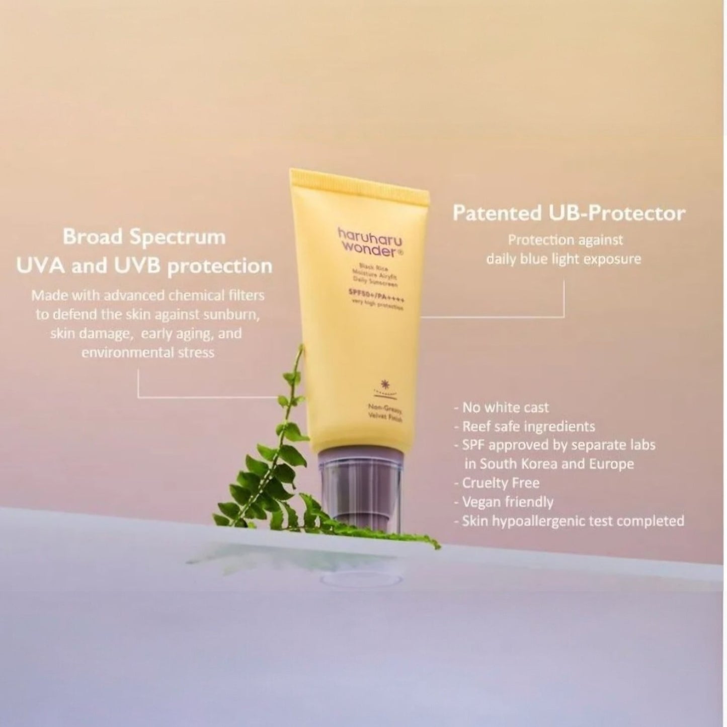 HARUHARU Wonder Black Rice Moisture Airyfit Sunscreen SPF50, cremă solară lejeră care hidratează și protejează pielea de razele UV