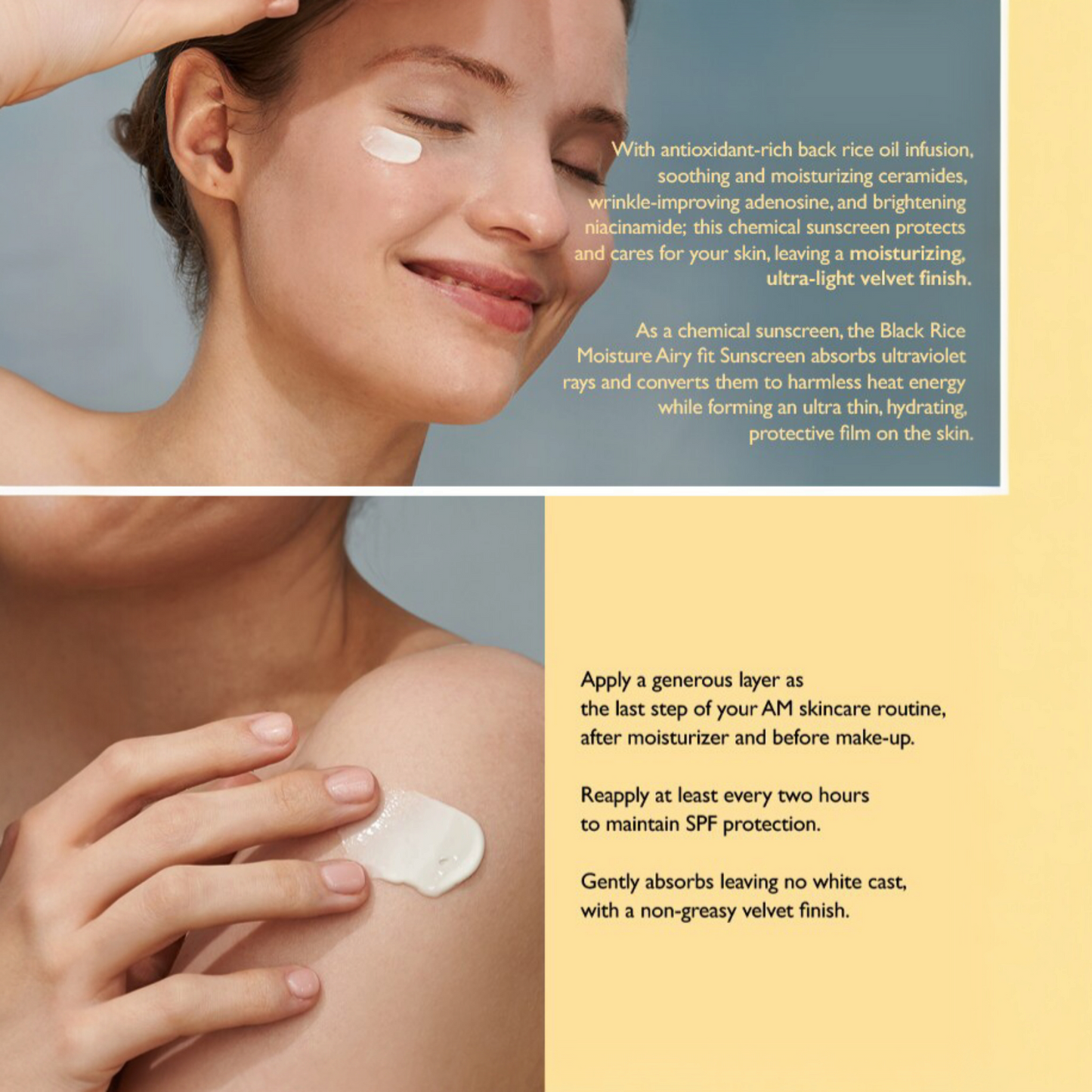 HARUHARU Wonder Black Rice Moisture Airyfit Sunscreen SPF50, cremă solară lejeră care hidratează și protejează pielea de razele UV