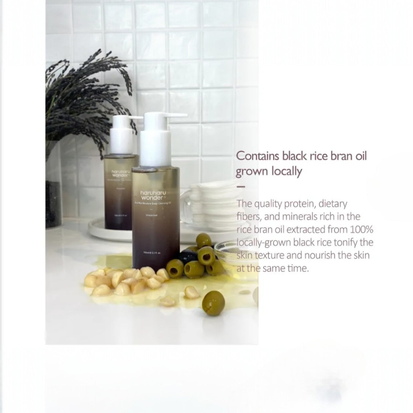 HARUHARU WONDER Black Rice Moisture Deep Cleansing Oil, ulei de curățare nutritiv care dizolvă machiajul și hidratează pielea