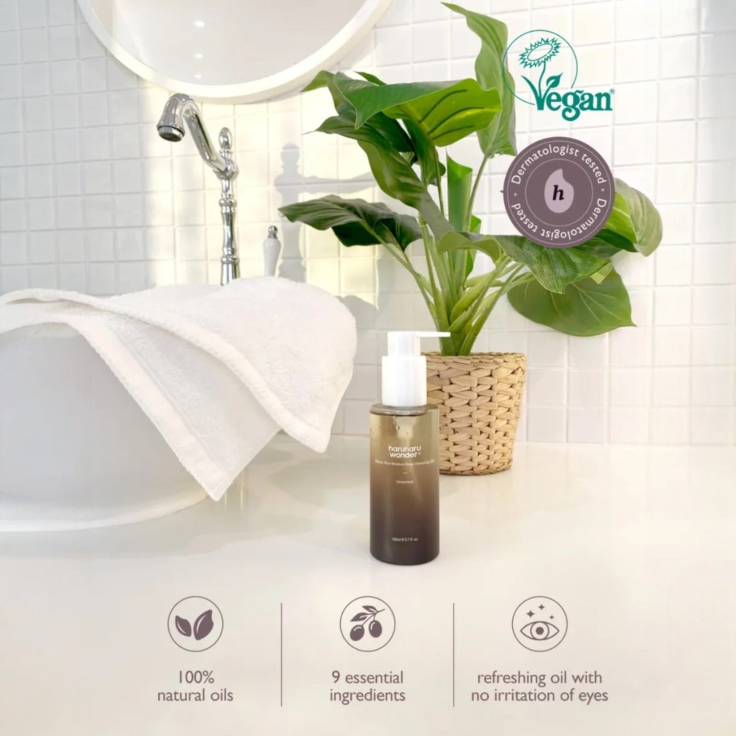 HARUHARU WONDER Black Rice Moisture Deep Cleansing Oil, ulei de curățare nutritiv care dizolvă machiajul și hidratează pielea