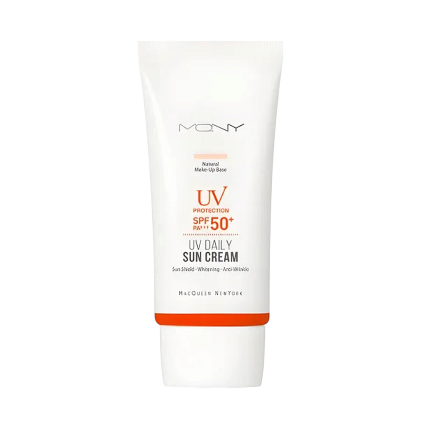 MACQUEEN UV Daily Sun Cream Natural Make-Up Base SPF50, cremă de protecție solară cu efect de bază de machiaj naturală și luminoasă