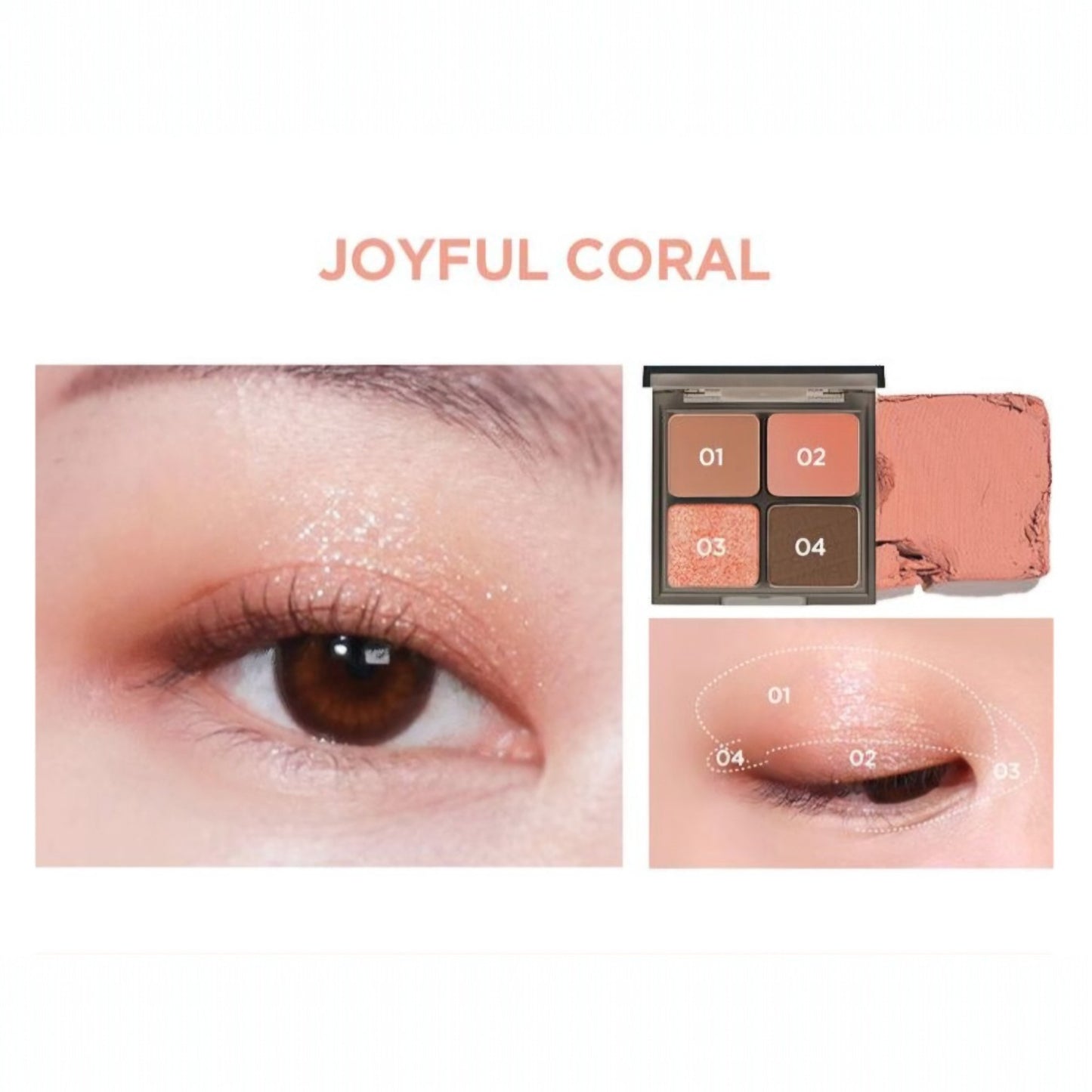 MERZY Mood Fit Shadow Palette S2 Joyful Coral, paletă de farduri corai vibrante pentru machiaj proaspăt și luminos