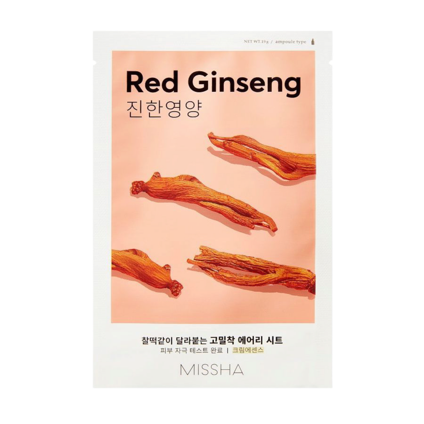 MISSHA Airy Fit Sheet Mask Red Ginseng, mască de față revitalizantă cu ginseng roșu care energizează și hrănește pielea