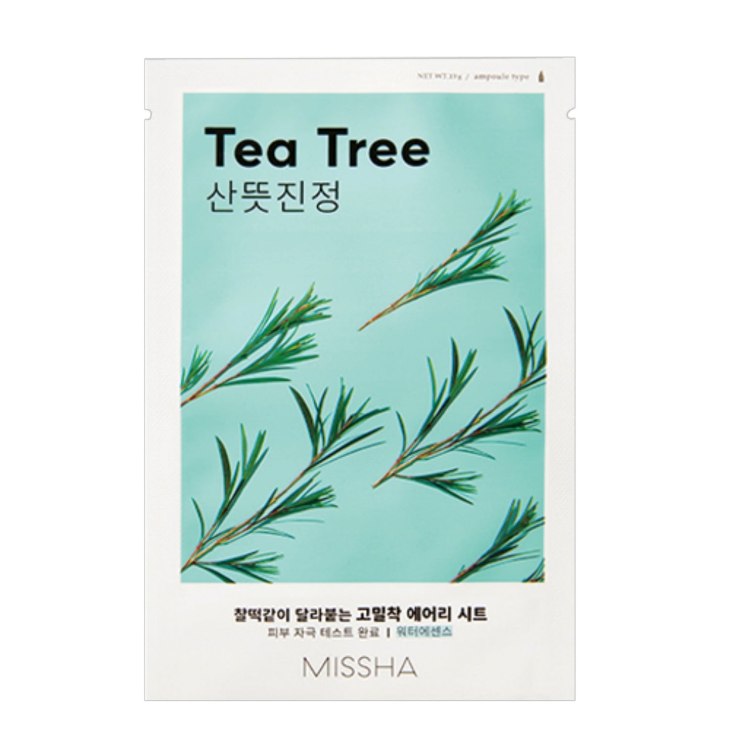 MISSHA Airy Fit Sheet Mask Tea Tree, mască de față calmantă cu arbore de ceai care purifică și echilibrează pielea