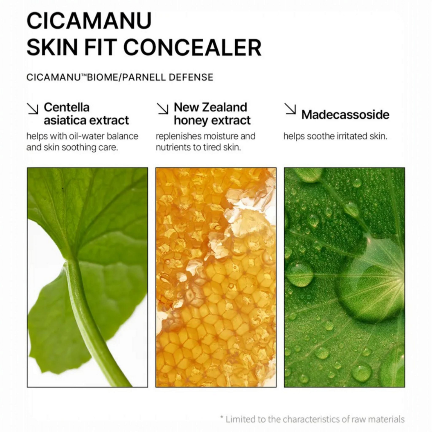 PARNELL Cicamanu Skin Fit Cover Concealer, corector cu extract de Centella care acoperă imperfecțiunile și calmează pielea