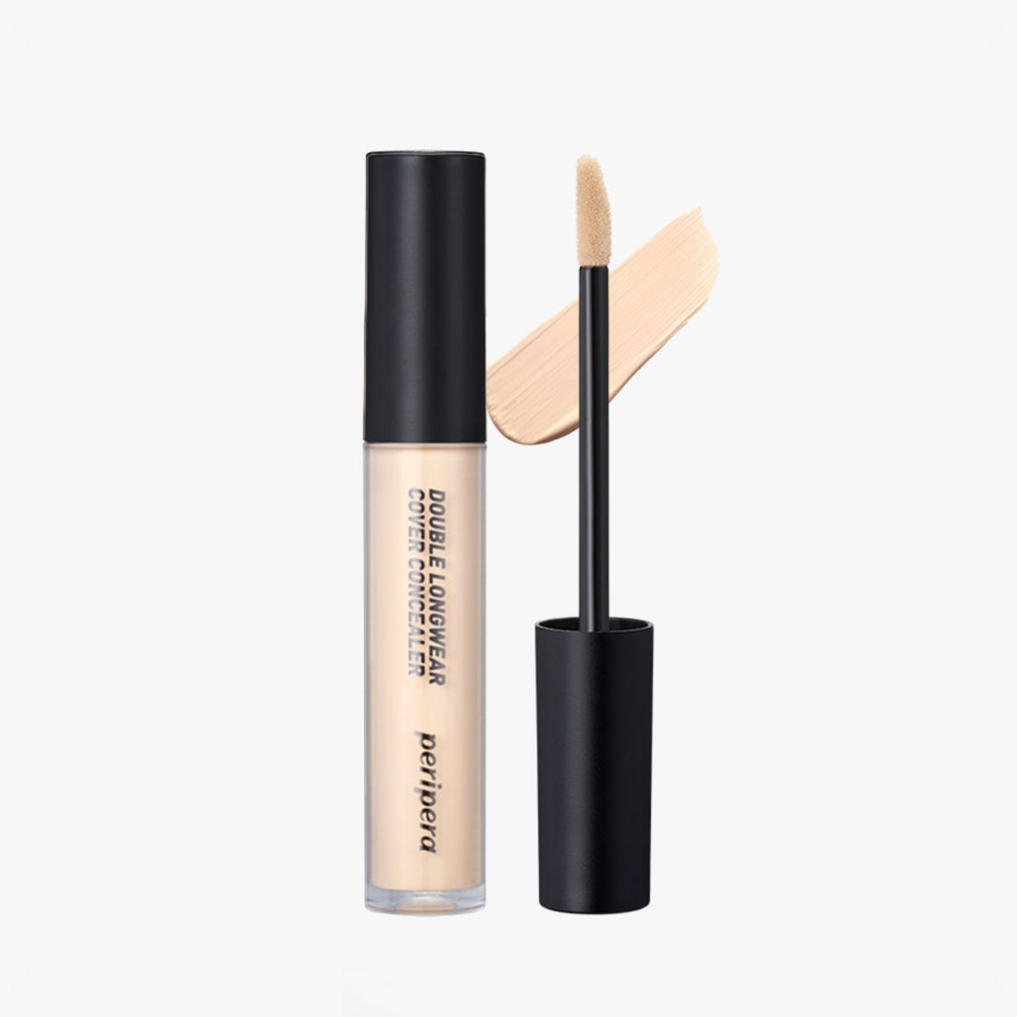 PERIPERA Double Longwear Cover Concealer 01 W Pure Ivory, corector deschis cu acoperire mare care luminează și uniformizează tenul