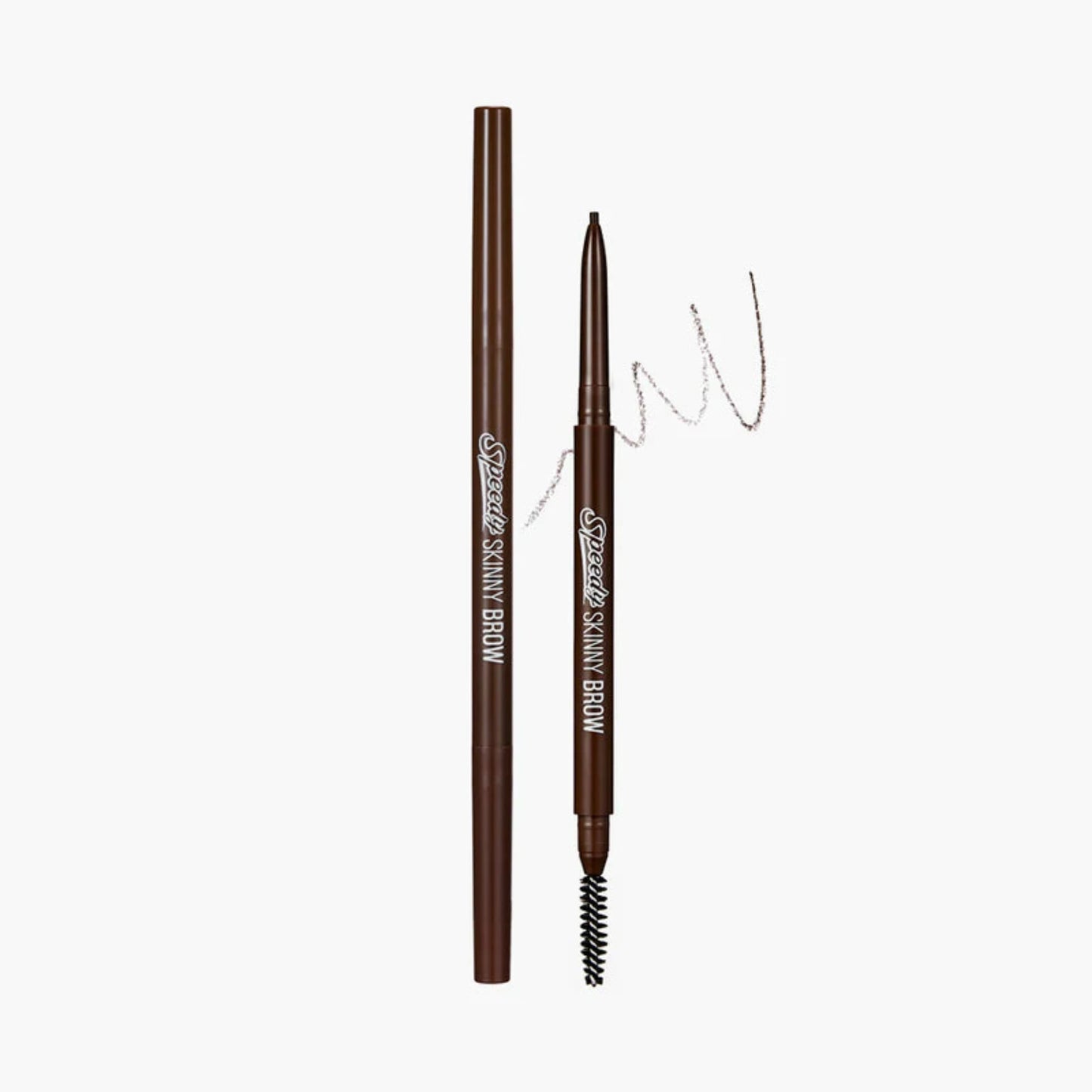 PERIPERA Speedy Skinny Brow 02 Dark Brown, creion subțire pentru sprâncene maro închis care conturează și umple natural sprâncenele