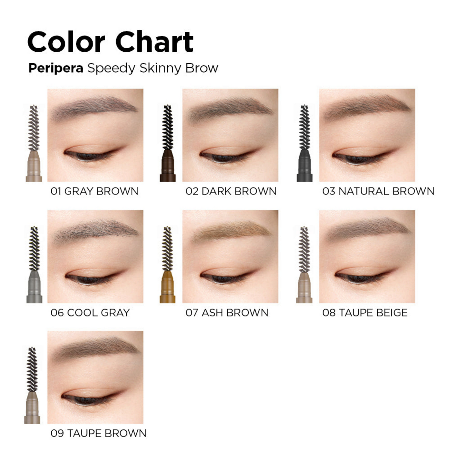PERIPERA Speedy Skinny Brow, creion subțire pentru sprâncene care trasează linii precise și umple natural golurile