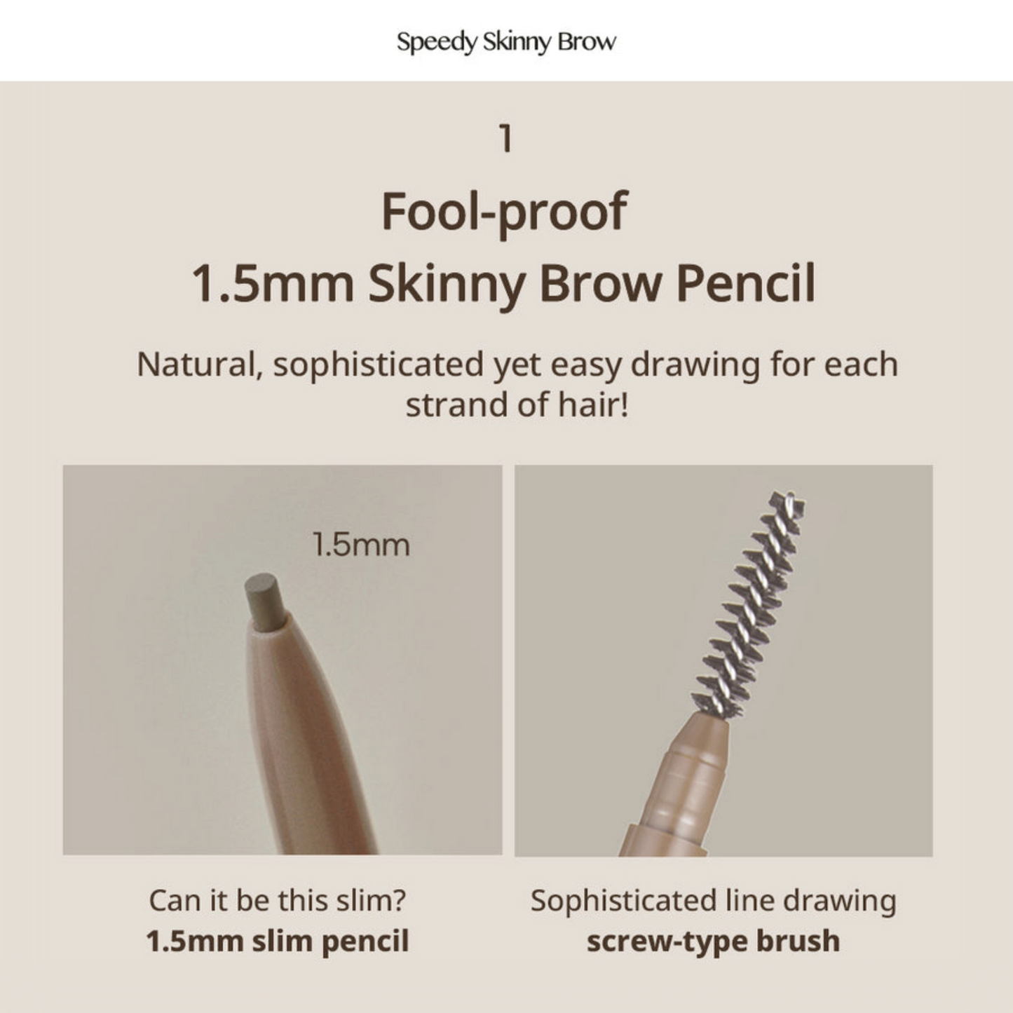 PERIPERA Speedy Skinny Brow, creion subțire pentru sprâncene care trasează linii precise și umple natural golurile