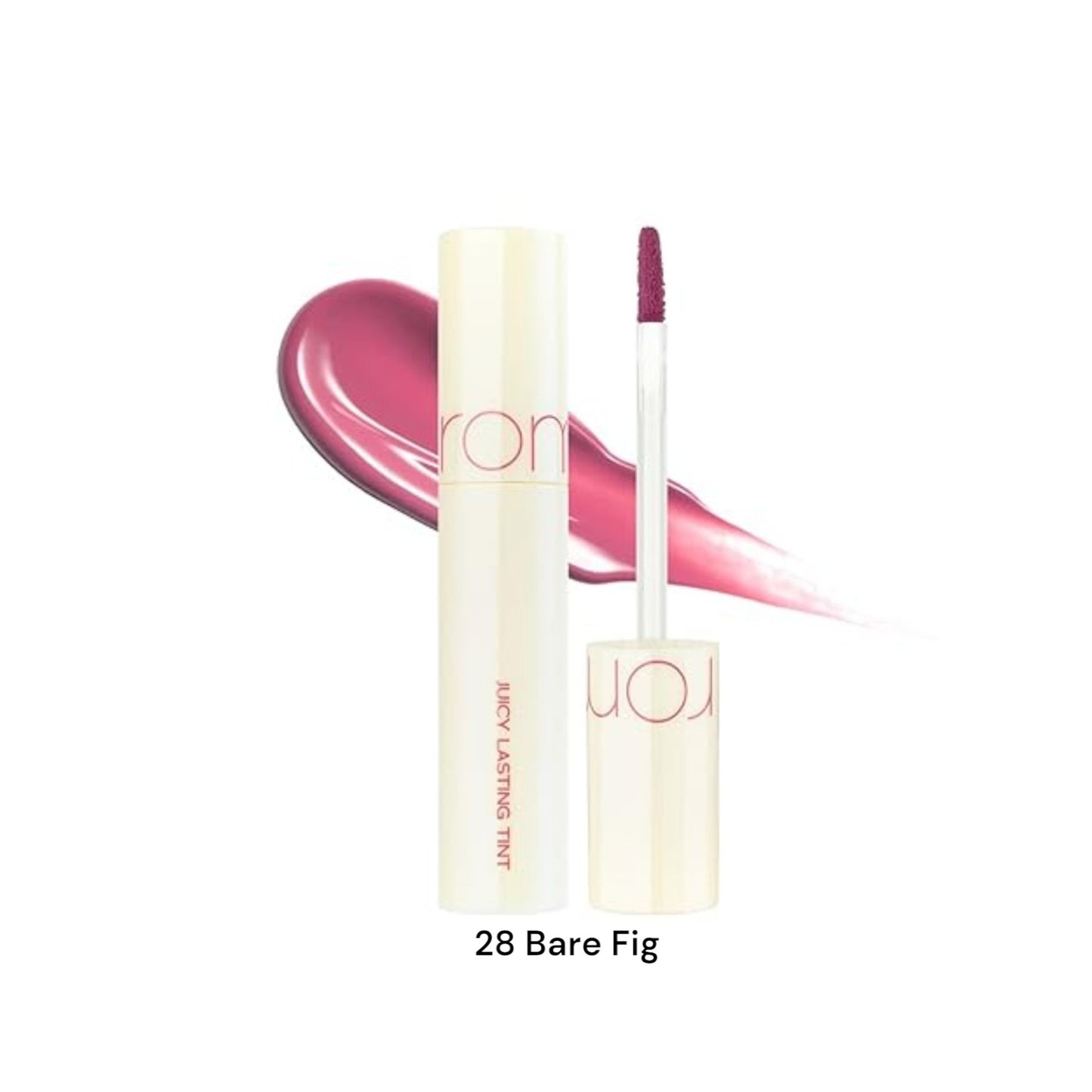 ROM&ND Juicy Lasting Tint 28 Bare Fig, ruj lichid cu nuanță de smochină care oferă buzelor culoare intensă și luciu natural