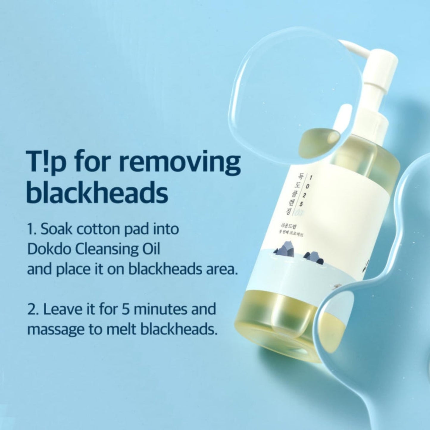 ROUND LAB 1025 Dokdo Cleansing Oil, ulei de curățare delicat care dizolvă machiajul și impuritățile