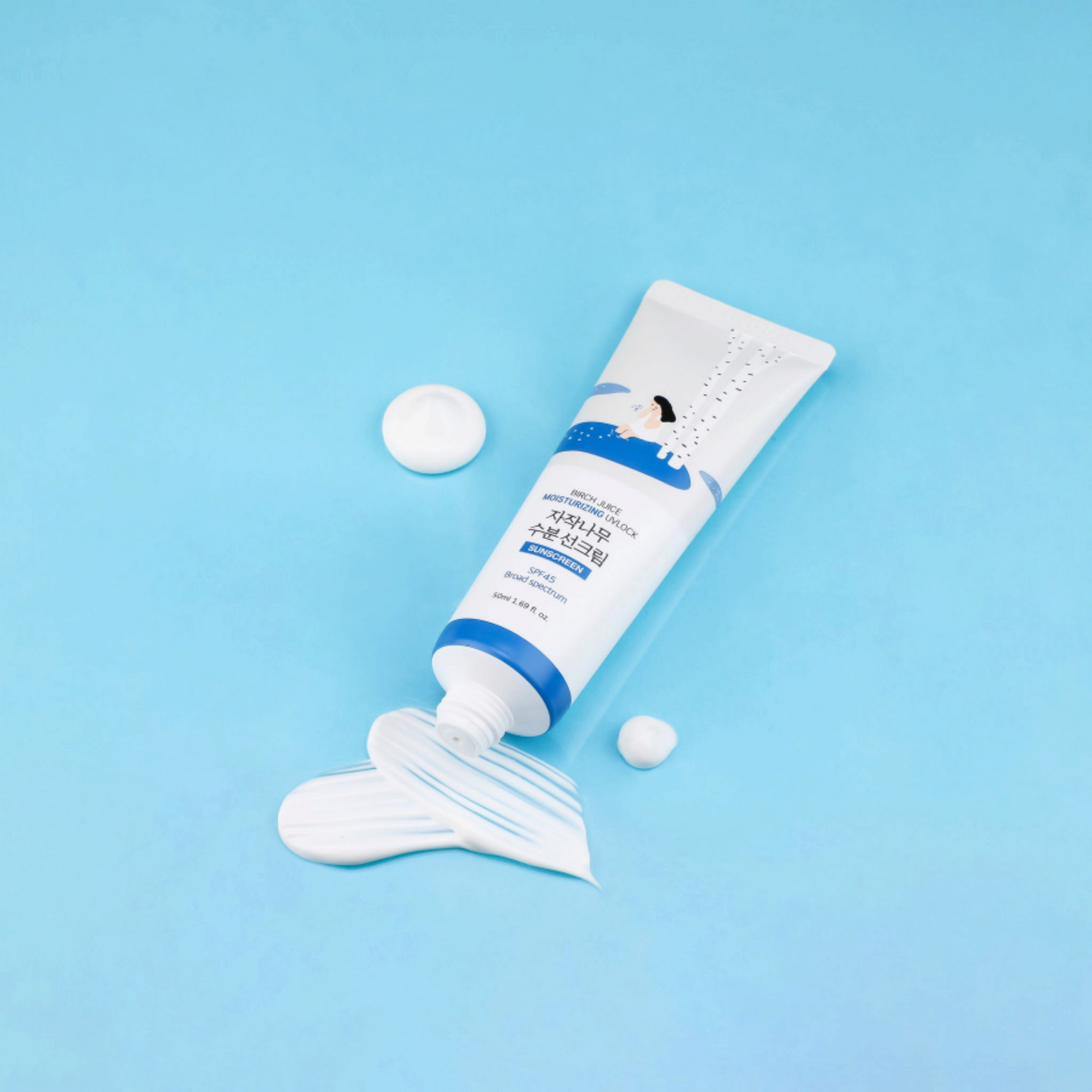 ROUND LAB Birch Juice Moisturizing Sunscreen SPF50, cremă solară hidratantă care protejează și calmează pielea