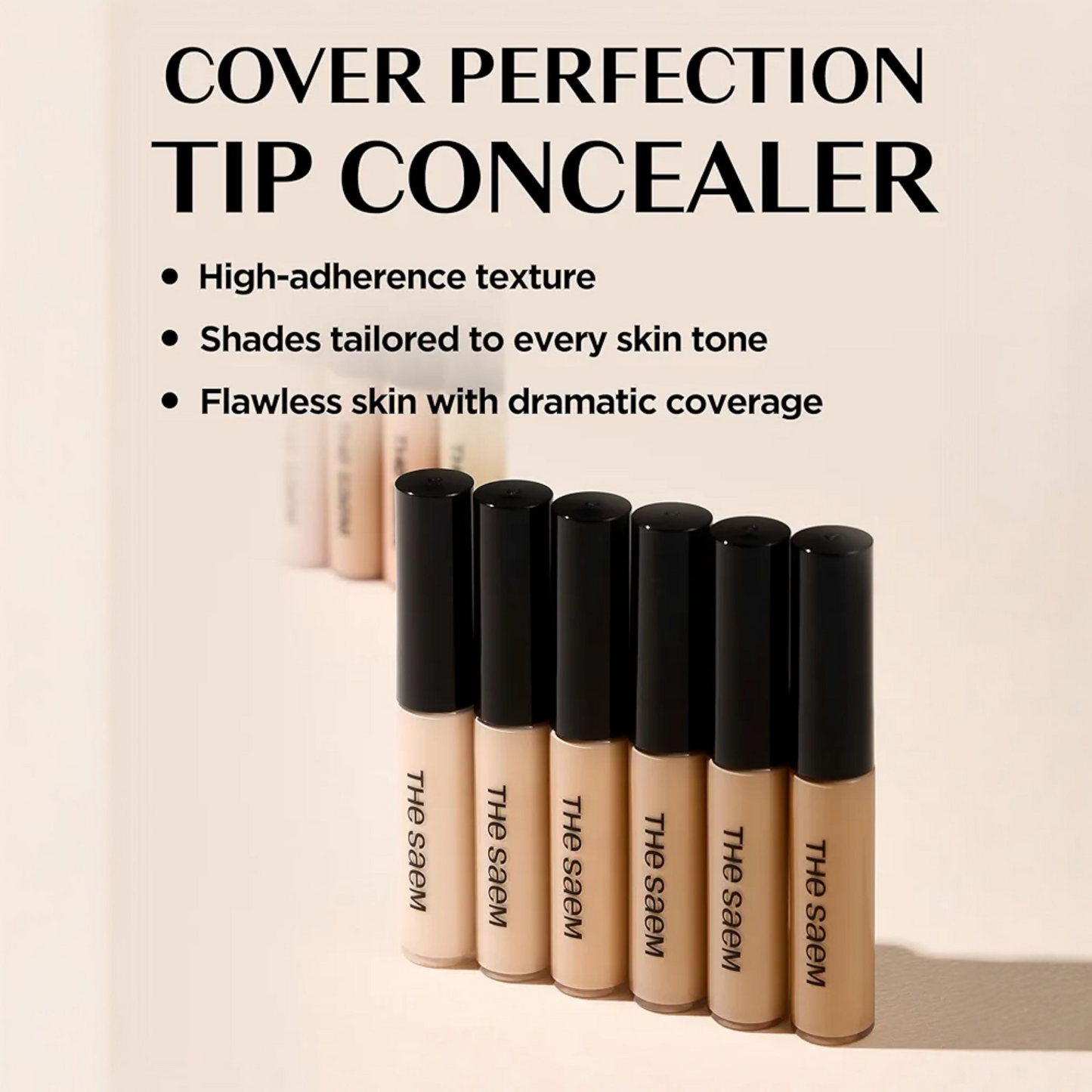 The SAEM Cover Perfection Tip Concealer, corector lichid cu acoperire mare care ascunde imperfecțiunile și luminează tenul