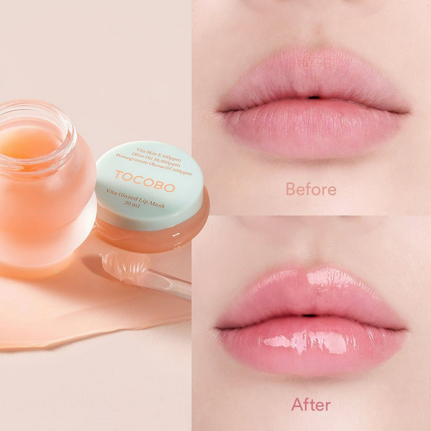 TOCOBO Vita Glazed Lip Mask, mască de buze hidratantă care hrănește intens și oferă un efect strălucitor