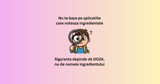Poza cu mesaj despre aplicatiile care noteaza ingredientele si siguranta dozei
