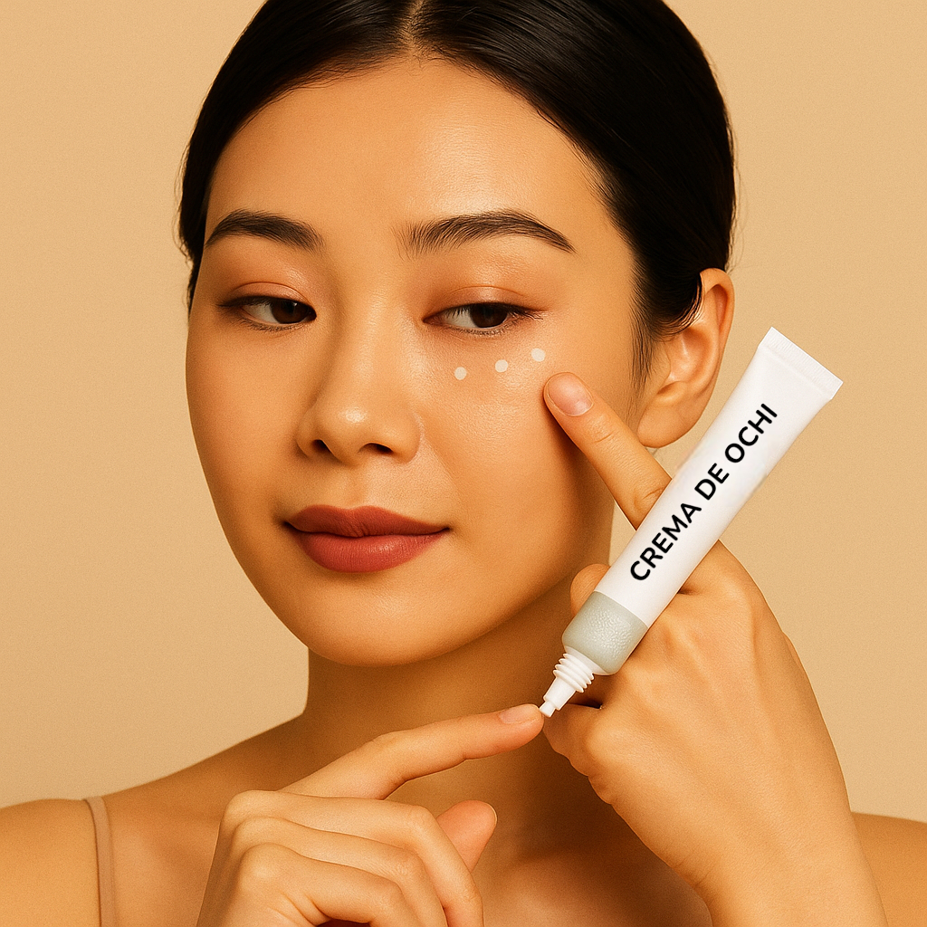 Femeie aplica crema de ochi