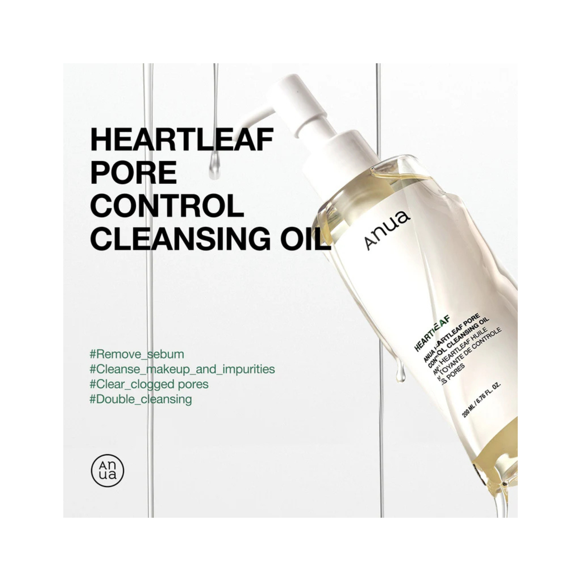 Anua heartleaf pore control cleansing oil ulei demachiant pentru curatarea porilor si indepartarea machiajului