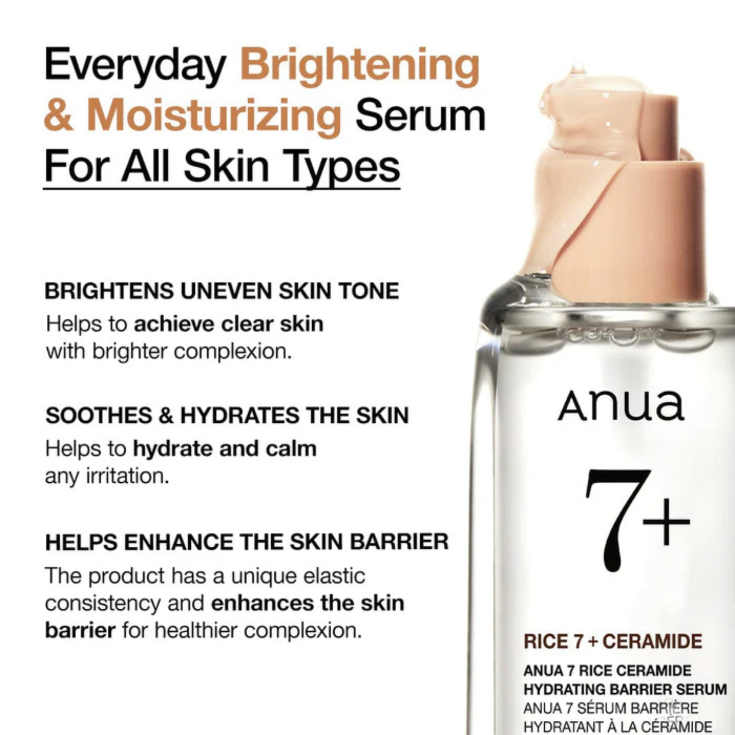 Anua Rice Ceramide 7 Hydrating Barrier Serum este un ser hidratant pentru sustinerea barierei pielii si reducerea deshidratarii.