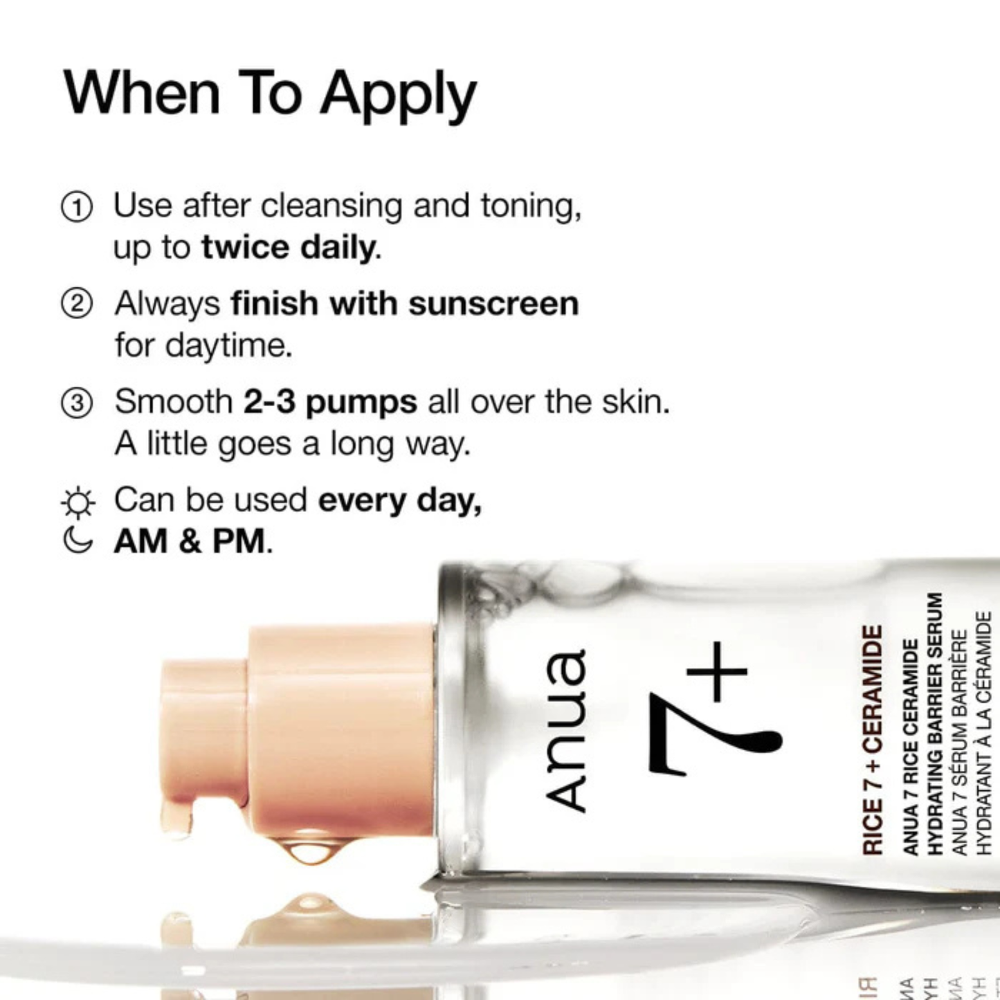 Anua Rice Ceramide 7 Hydrating Barrier Serum este un ser hidratant pentru sustinerea barierei pielii si reducerea deshidratarii.