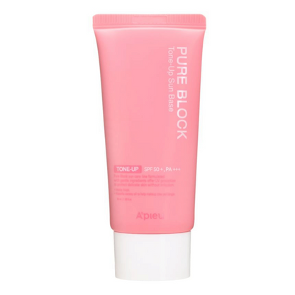 A'PIEU Pure Block Tone-Up Sun Base SPF50, cremă solară cu efect de iluminare care uniformizează și protejează tenul