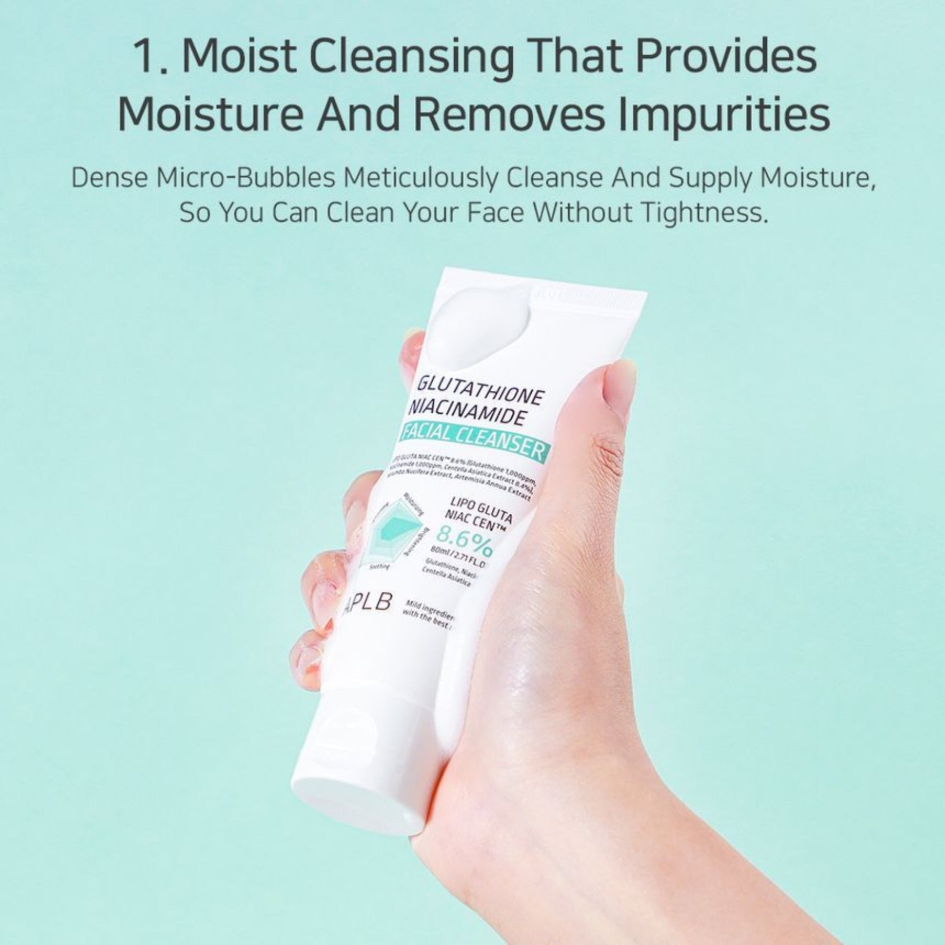 APLB Glutathione Niacinamide Facial Cleanser, gel de curățare iluminator care uniformizează și curăță tenul