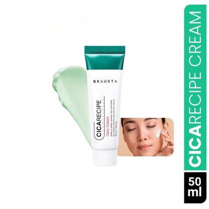 BEAUSTA Cicarecipe Cream 50 ml, crema calmanta cu cica pentru piele sensibila, hidrateaza si sustine bariera