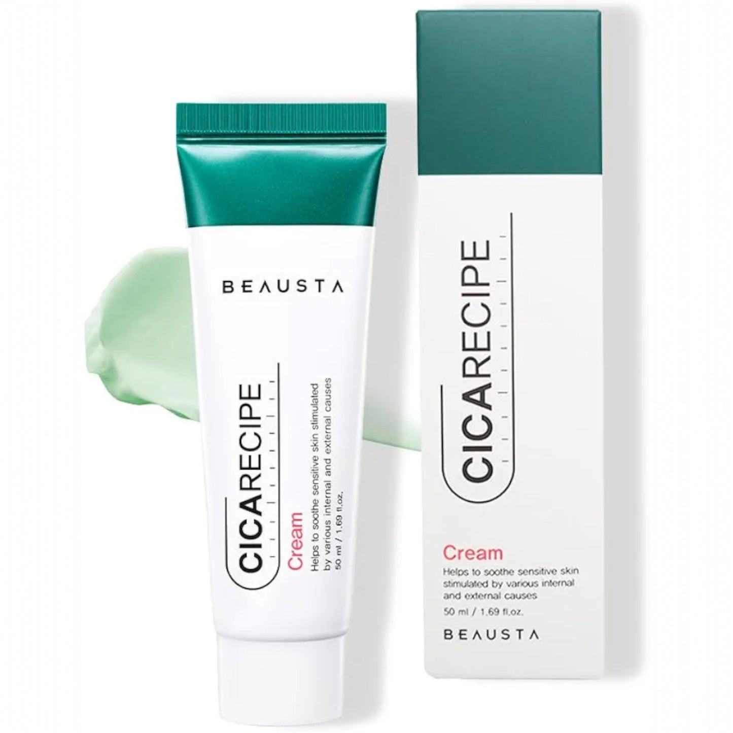 BEAUSTA Cicarecipe Cream 50 ml, crema calmanta cu cica pentru piele sensibila, hidrateaza si sustine bariera
