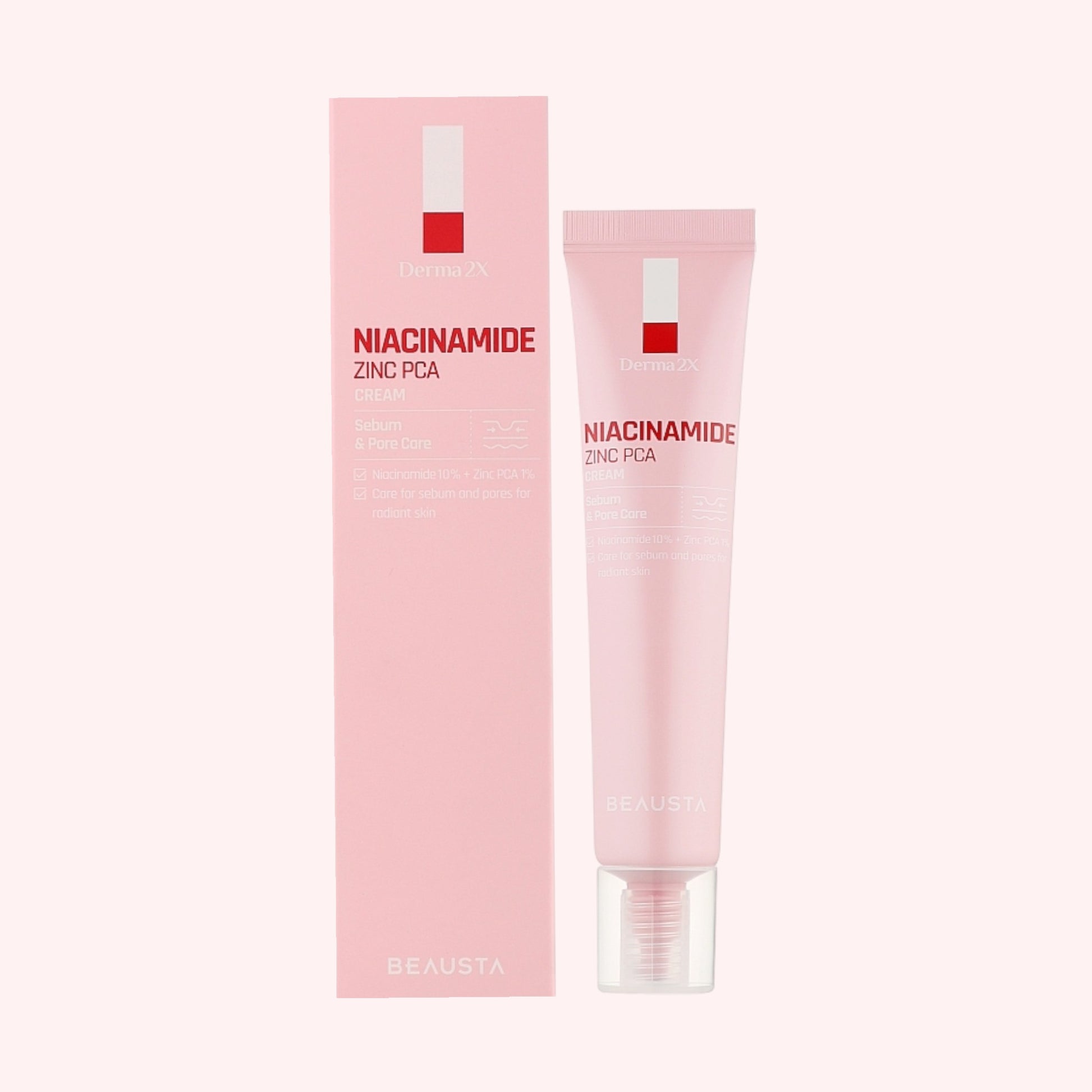 BEAUSTA Derma2X crema cu Niacinamide si Zinc PCA 40 ml, reduce petele si excesul de sebum, imbunatateste bariera