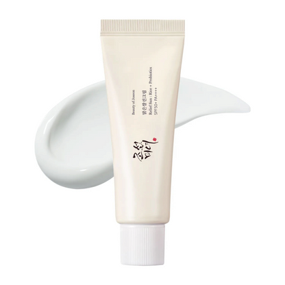 BEAUTY OF JOSEON Relief Sun Rice + Probiotics SPF50, cremă solară hrănitoare care hidratează și protejează tenul sensibil