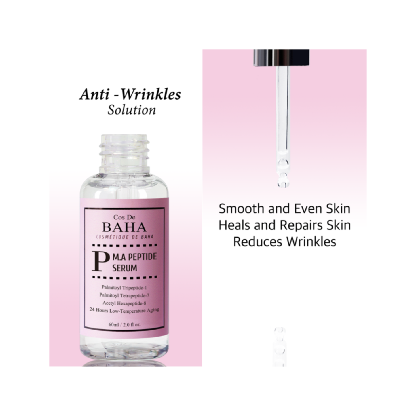 Cos de Baha p m.a peptide serum p60 ser cu peptide pentru sustinerea fermitatii pielii si imbunatatirea aspectului liniilor fine.