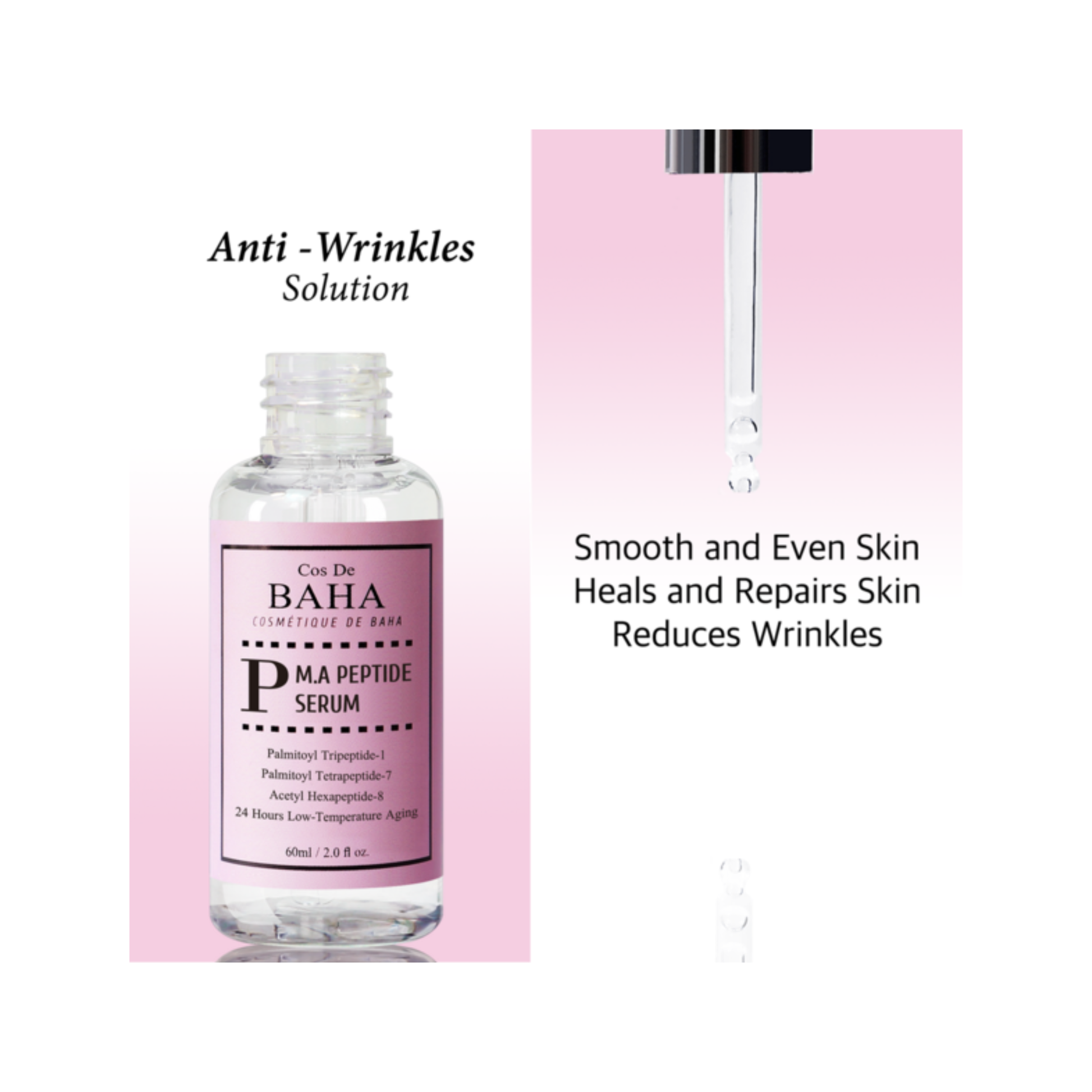 Cos de Baha p m.a peptide serum p60 ser cu peptide pentru sustinerea fermitatii pielii si imbunatatirea aspectului liniilor fine.