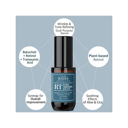 Cos de Baha retinol tranexamic serum rt 30 ml retinol, acid tranexamic si beneficii pentru textura pielii.