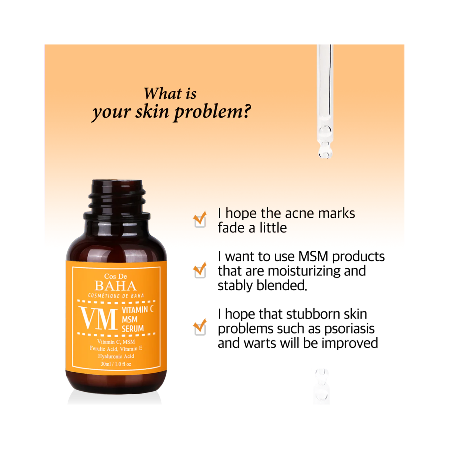 Cos de Baha vitamin c msm serum vm 30 ml ser pentru luminozitate si sustinerea elasticitatii pielii.
