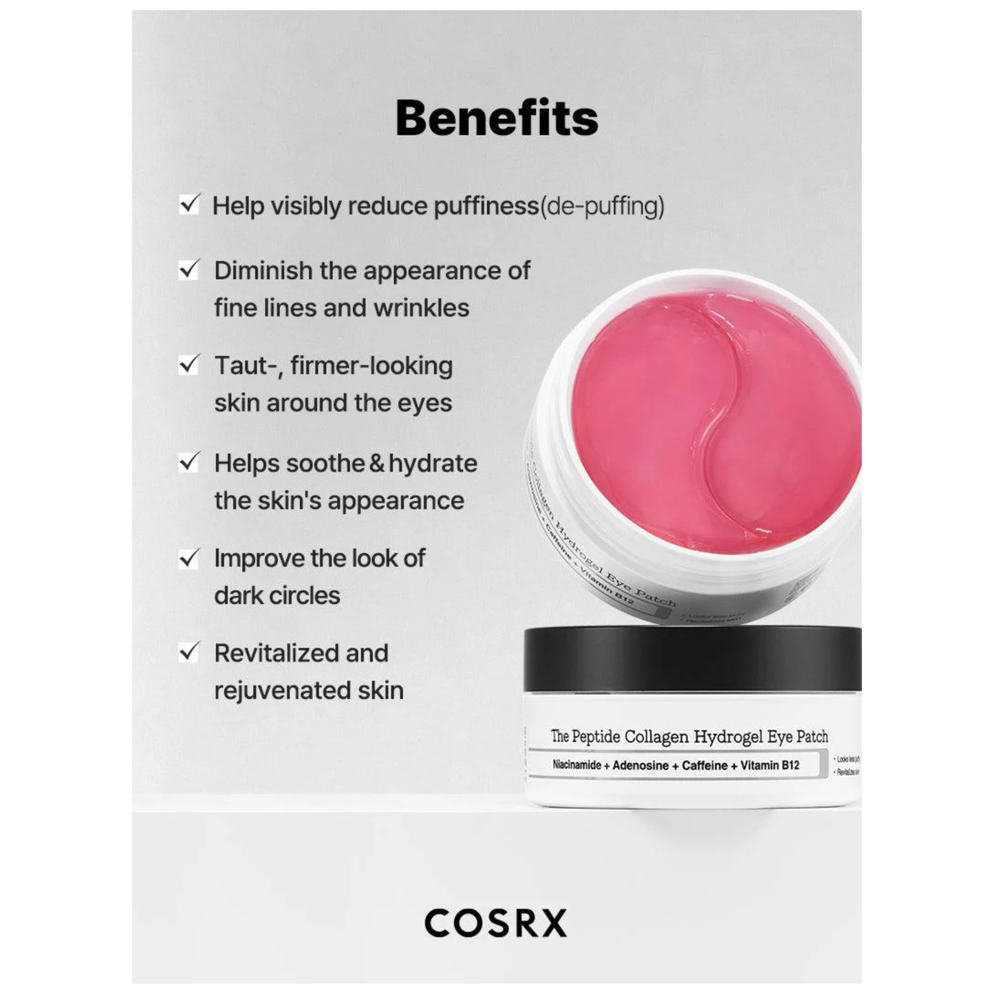 Cosrx the collagen hydrogel eye patch 60 buc plasturi hidrogel pentru zona ochilor cu efect de hidratare si revitalizare, beneficii.
