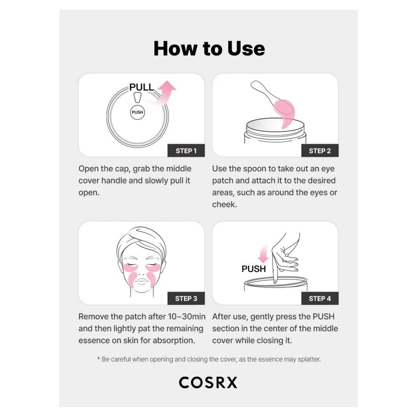 Cosrx the collagen hydrogel eye patch 60 buc instructiuni de utilizare pas cu pas.
