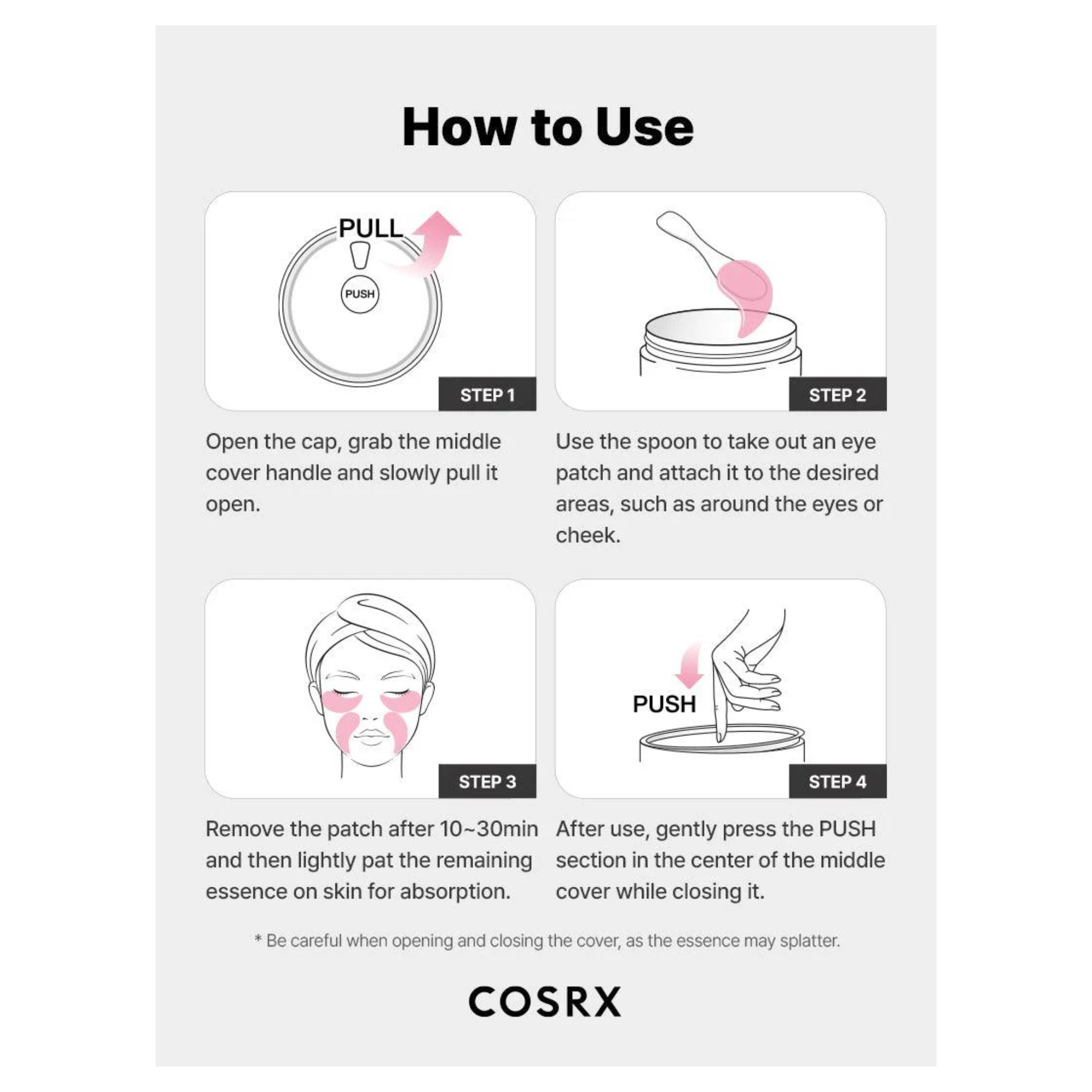 Cosrx the collagen hydrogel eye patch 60 buc instructiuni de utilizare pas cu pas.
