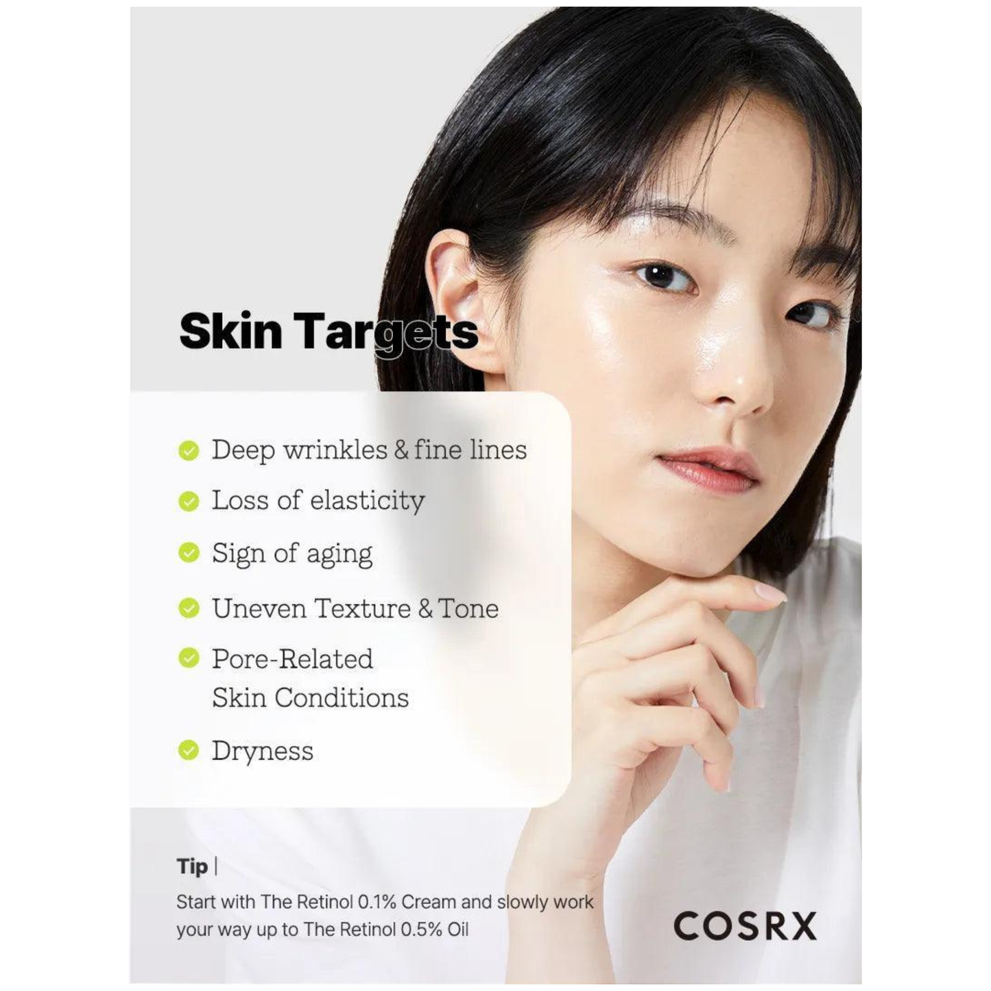 Cosrx the retinol 0.3 cream 20 ml crema cu retinol pentru imbunatatirea texturii pielii si reducerea aspectului liniilor fine.