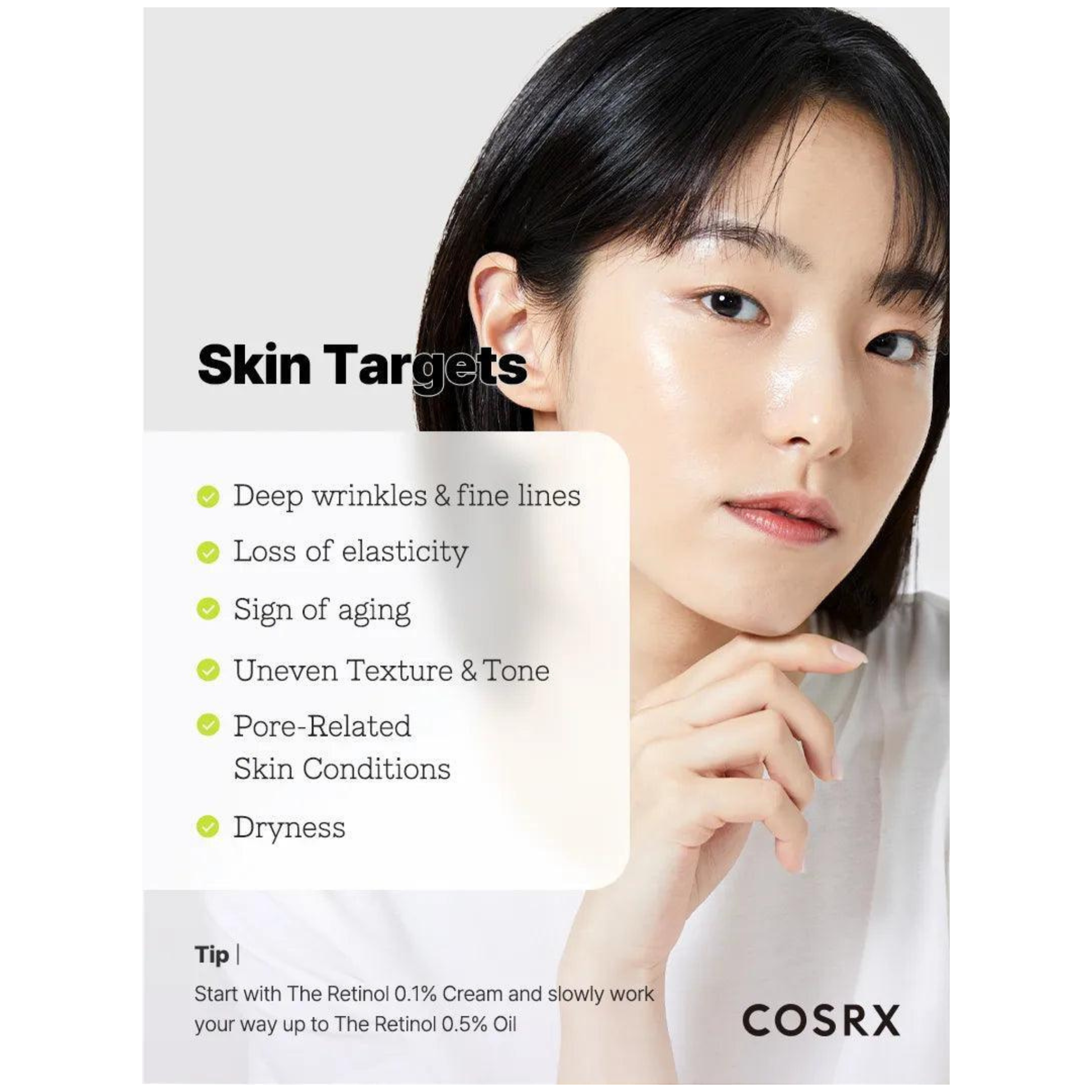 Cosrx the retinol 0.3 cream 20 ml crema cu retinol pentru imbunatatirea texturii pielii si reducerea aspectului liniilor fine.