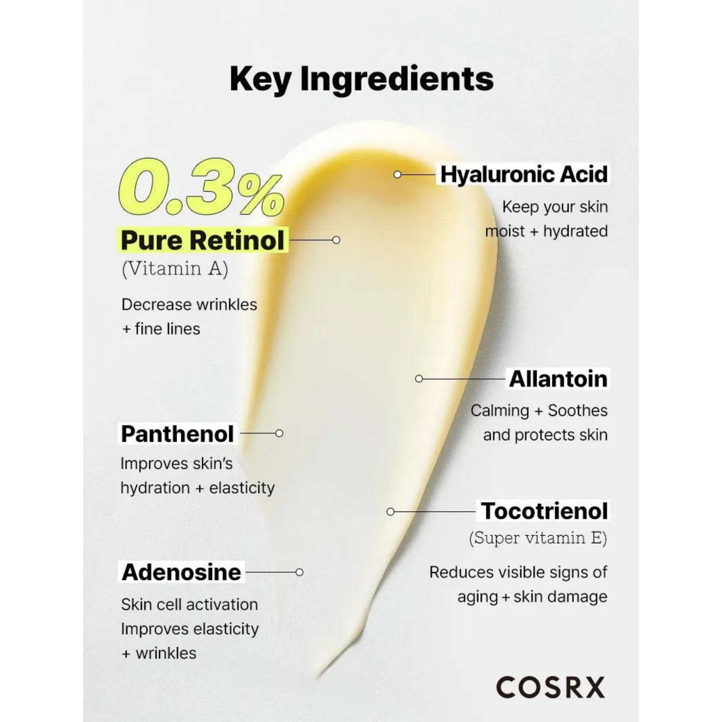 Cosrx the retinol 0.3 cream 20 ml ingrediente cheie