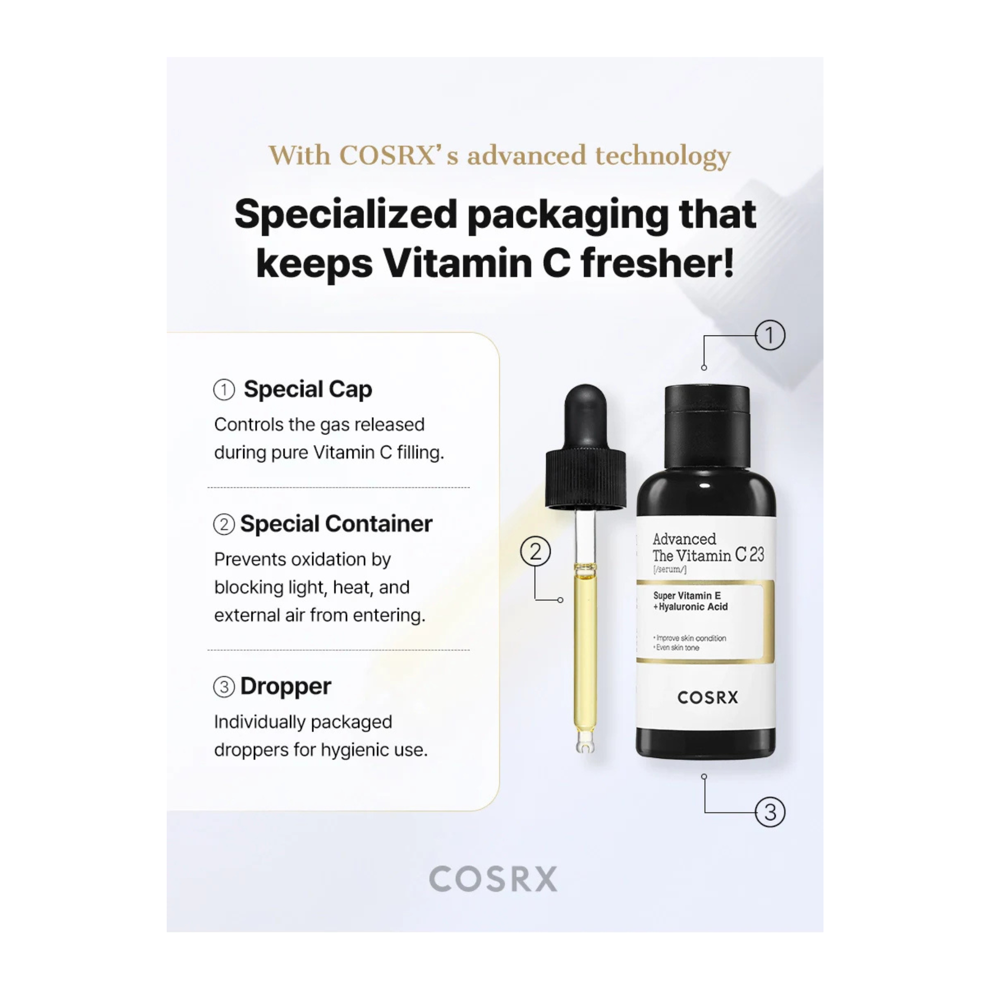Cosrx the vitamin c 23 serum 20 ml ser antioxidant concentrat pentru luminozitate si uniformizarea nuantei pielii