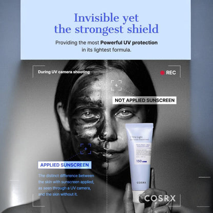 Crema solara COSRX Ultra Light Invisible Sunscreen SPF50 50ml, textura usoara si invizibila
