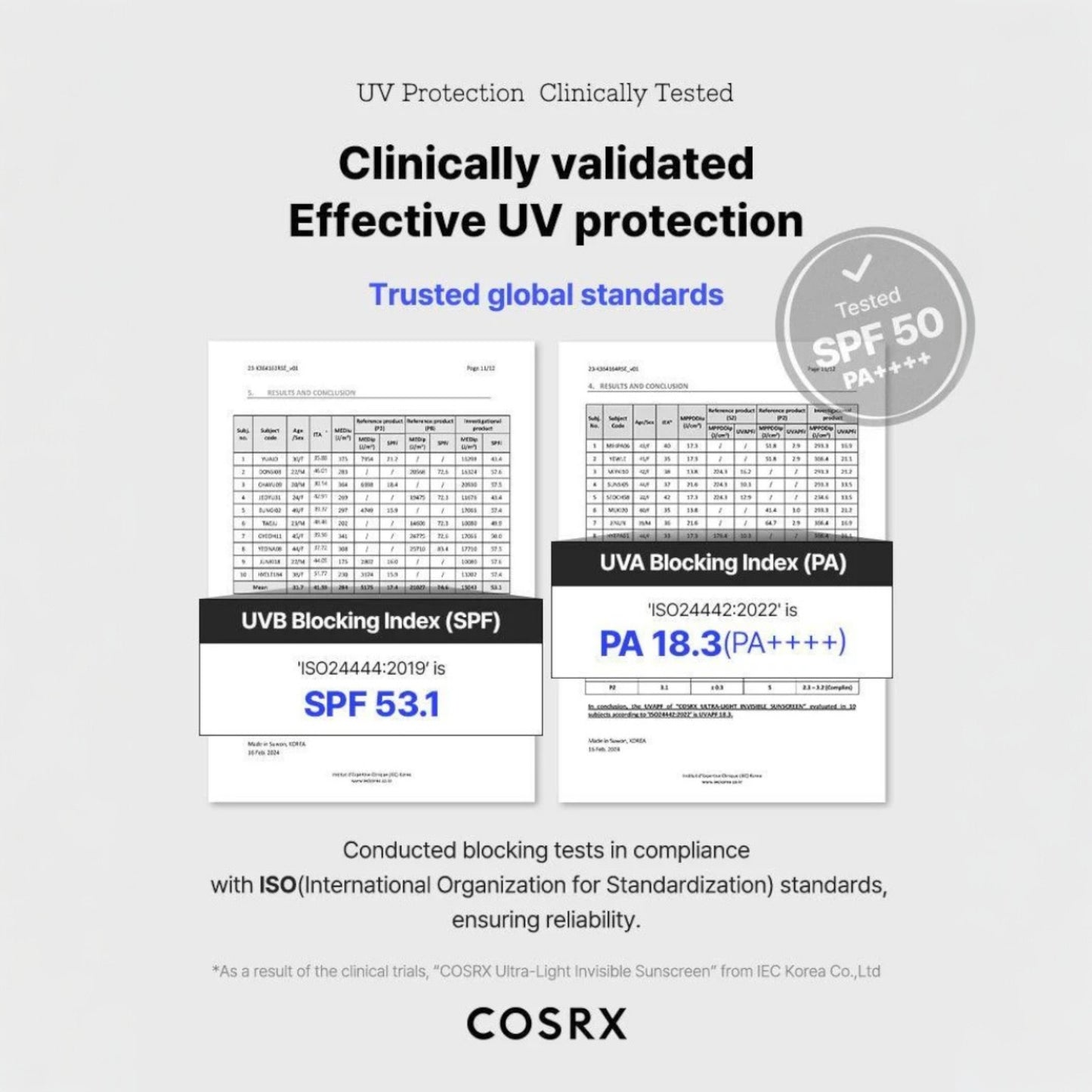 Crema solara COSRX Ultra Light Invisible Sunscreen SPF50 50ml, textura usoara si invizibila
