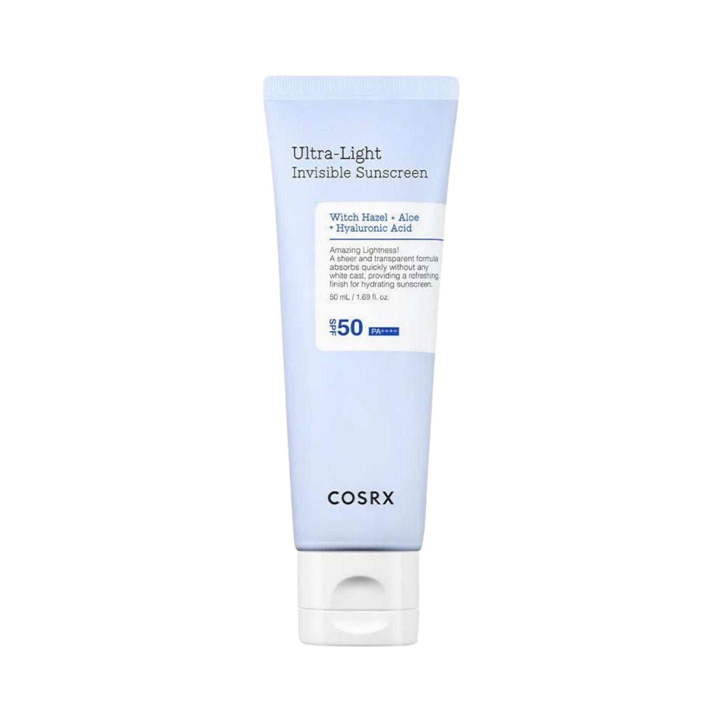 Crema solara COSRX Ultra Light Invisible Sunscreen SPF50 50ml, textura usoara si invizibila
